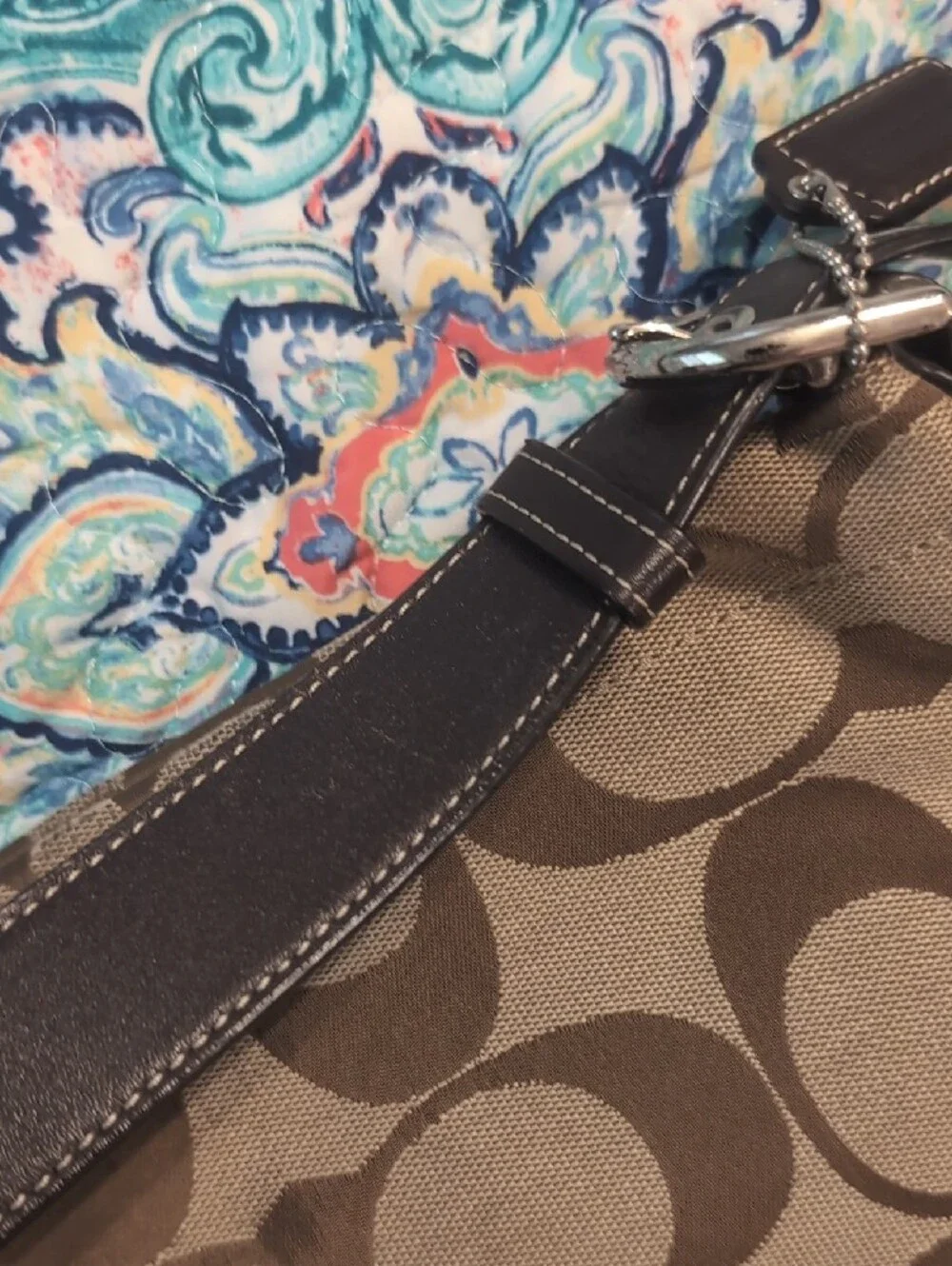 Coach Tan and Dark Brown Signature Canvas Shoulder Bag